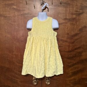 Hanna Andersson 100 Sleeveless Terry Dress with Pockets Girls 4 Yellow Floral
